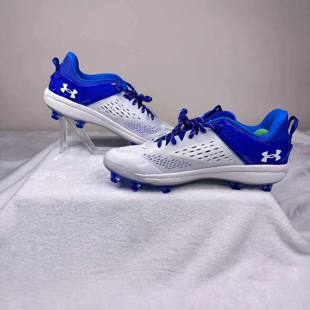 Under Armour Yard Low MT TPU Men‎ Size 13 Baseball Cleats White Blue 3025591-400